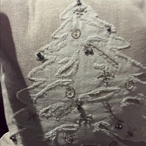 Pottery Barn Cream Holiday Pillow  covers with Silver Accents